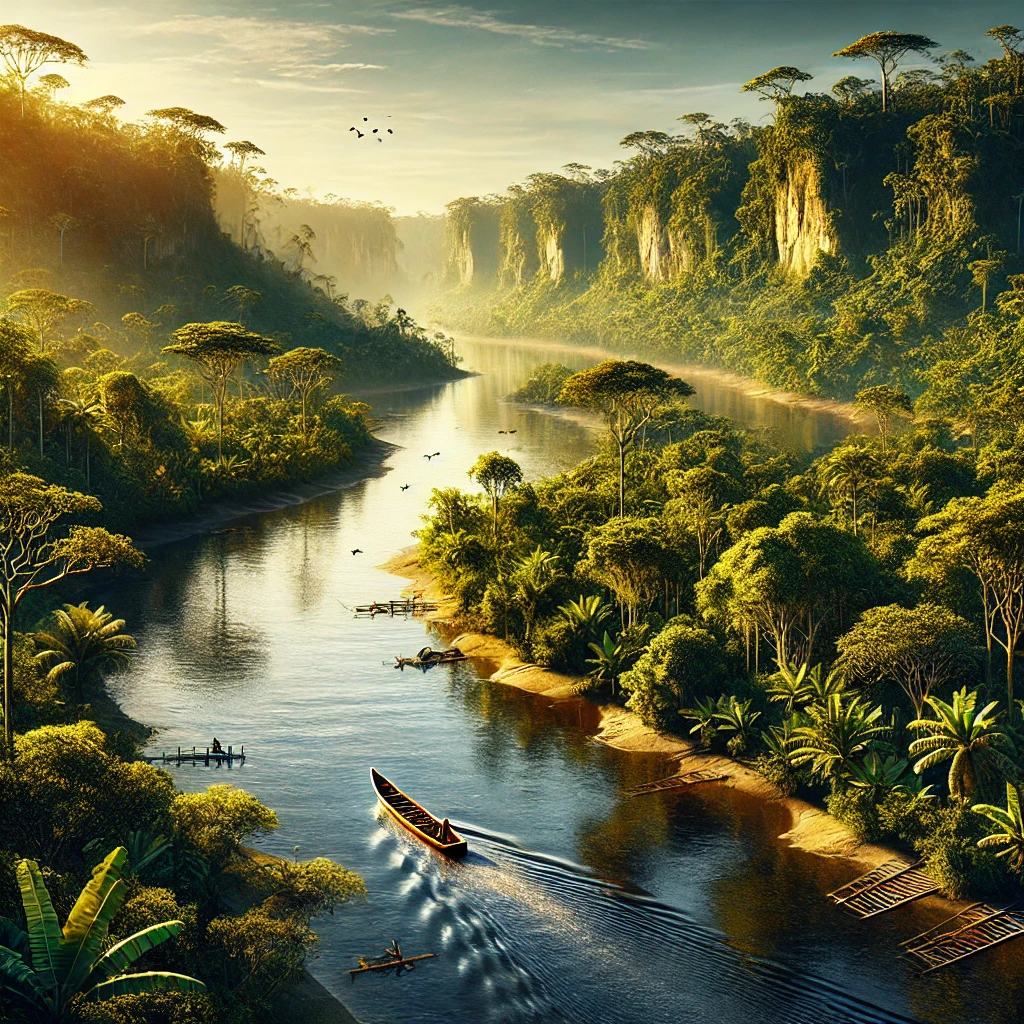 Amazon river at dawn